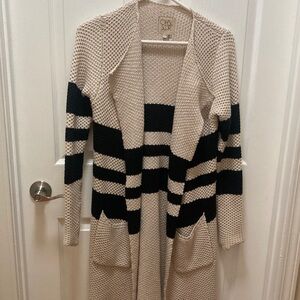 Chaser Beige and Black Knit Cardigan